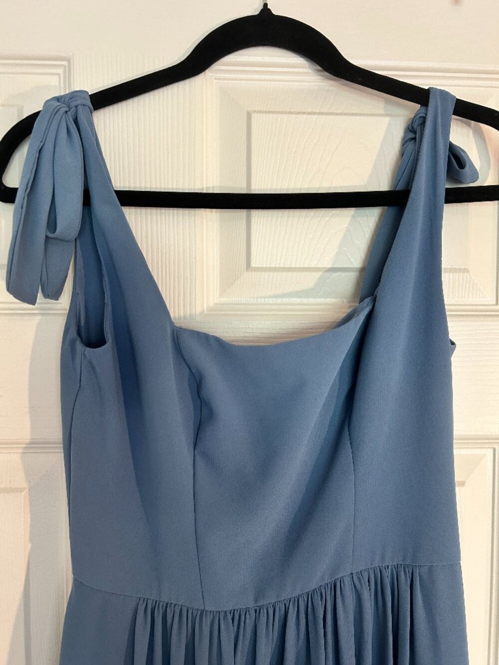 Blue Tie-Strap Maxi Dress with Flowy Skirt - Picture 4 of 8